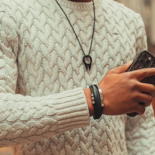 Image of SERASAR Premium Leather Bracelet Men | Stainless Steel Magnetic Clasp | Three Colors | Jewelry Box Included