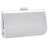 BAIGIO Women's Clutches Silver Diamante Clutch Bag Evening Bag Sparkly Rhinestone Wedding Clutch Prom Party Handbag