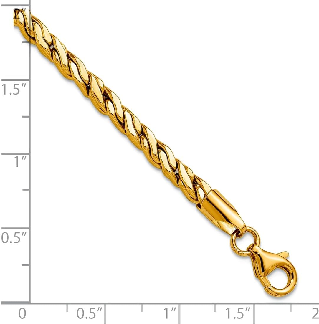 JewelryWeb 14k Solid Yellow Gold Polished Square Twisted Link Bracelet 7.5 Inch Link Bracelet for Women - Image 2