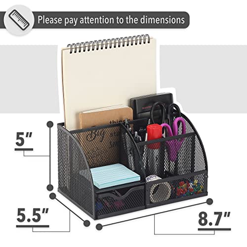 Mr. Pen Mesh Desk Organizer - Black Pen/Pencil Holder with Multiple Compartments - Image 4