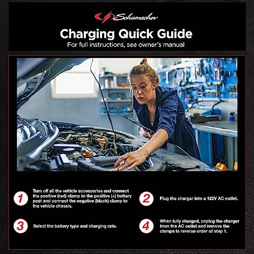 Schumacher Sc1304 Fully Automatic Battery Charger Maintainer, And Auto Desulfator With Battery Detection - 15 Amp/3 Amp, 6V/12V - For Cars, Trucks, Suvs, Marine, Rv Batteries #TOP4