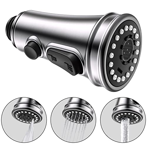 Küchenarmatur-Sprühkopf, Ersatzteil, 3 Funktionen, Küchenspüle, Wasserhahn, Ersatzteile, zum Herunterziehen, Wasserhahn-Sprühkopf, nur für G1/2-Anschluss, gebürstetes Nickel Cover