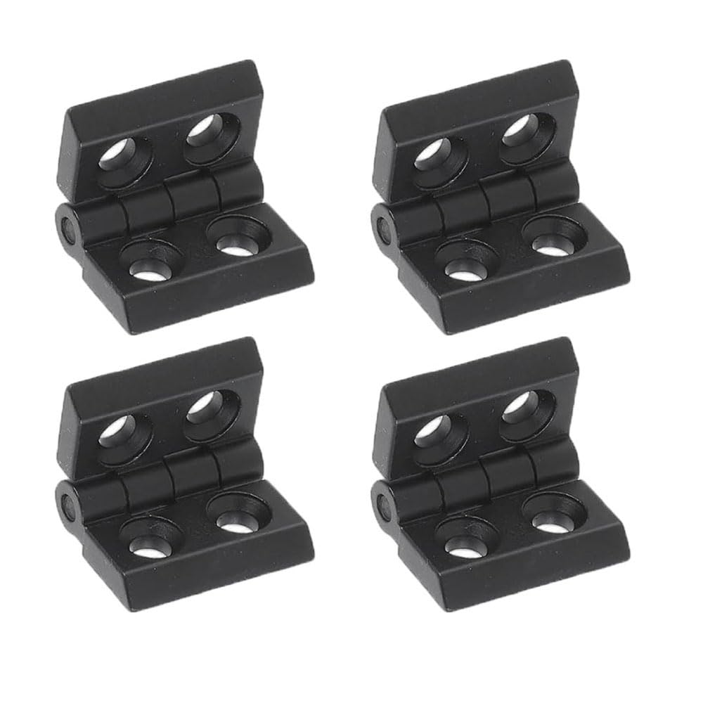 4 Pack Cabinet Hinges, Zinc Alloy Door Hinge Aluminum Profile Hinge Install Kit with Screws for Furniture Door Window Toolbox, 4040 Black