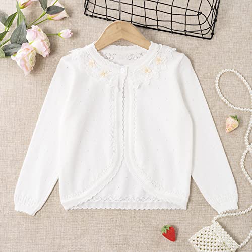 Girls' Long Sleeve One Button Sweater Cardigan Princess Flower Applique Knitted Bolero Shrug3