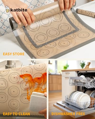 image for Silicone Baking Mat Set of 5, Katbite Food Grade Non-stick Reusable Co