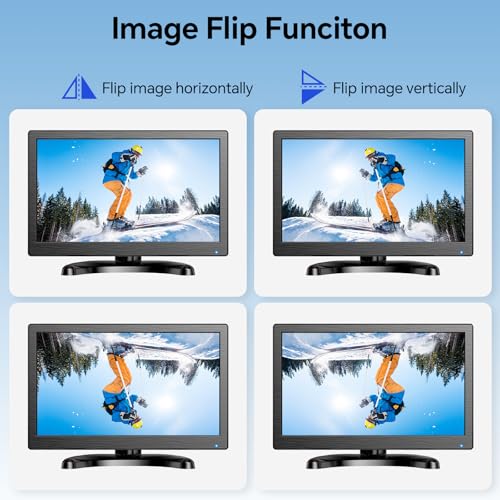 Eyoyo CCTV Monitor 12 Inch Small Computer Monitor 1920x1080P Mini LED Monitor Display with HDMI VGA AV BNC USB Ports IPS Screen Security Monitor Built in Speaker for Home Office - Image 4