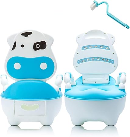 Pot D Apprentissage De La Proprete Motif Dessin Anime Avec Brosse De Nettoyage Et Coussinet Doux Et Amovible Pour Garcons Et Filles Bleu Amazon Fr Bebe Et Puericulture