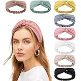 DRESHOW Headbands Twist Knotted Women Head Bands Boho Stretchy Hair Bands Non Slip for Girls Criss Cross Head Wrap Turban Plain Headband Twisted Elastic Solid Color Hair Accessories