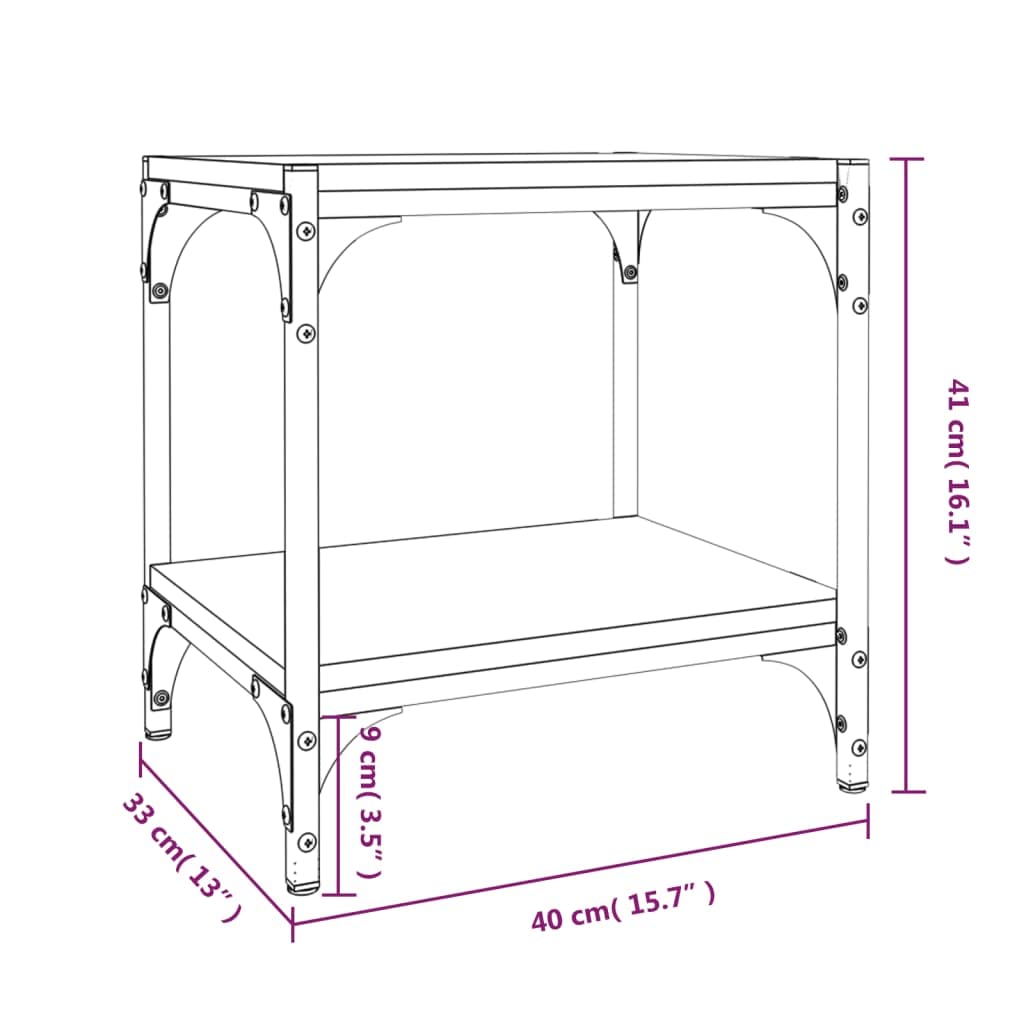 Stolik TV Sklejka i Stal Czarny 40x33x41 cm