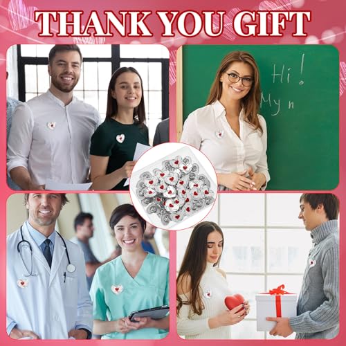 Image of Yinkin Yinkin 50 Pcs Heart Pin Bulk Two Hands Heart Enamel Lapel Pin Metal Health Brooch Badge Enamel Appreciation Award for Coworker Volunteer Team Nurse Employee Recognition Gifts