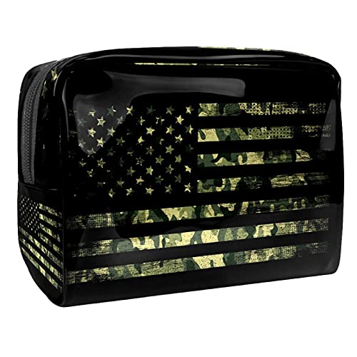 Trousse à maquillage zippée - Grand vanity multicolore motif USA pour femme et fille