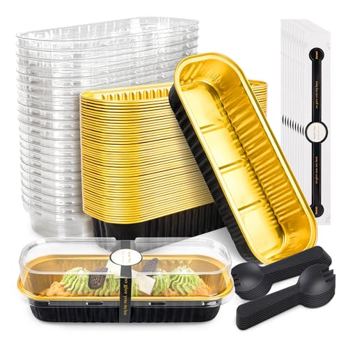 NPLUX Bundle of 50 Pack Mini Cake Pans with Lids and Spoons and 100 Pack Cellophane Bags - image 2