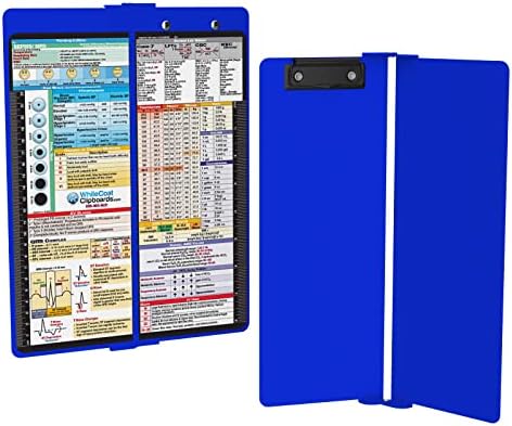 Whitecoat Blue EMT Folding Clipboard - Medical Field Reference For First Responders