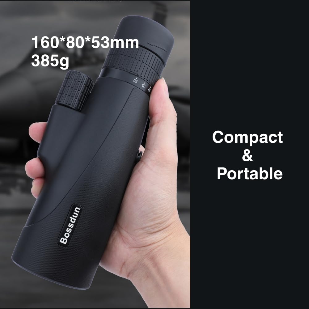 Télescope monoculaire 10-30 x 50 Zoom – monoculaire HD – Prisme BAK4 et lentille FMC, étanchéité IP56, avec téléphone Portable et trépied, pour l'observation des Oiseaux Voyages Chasse randonnée