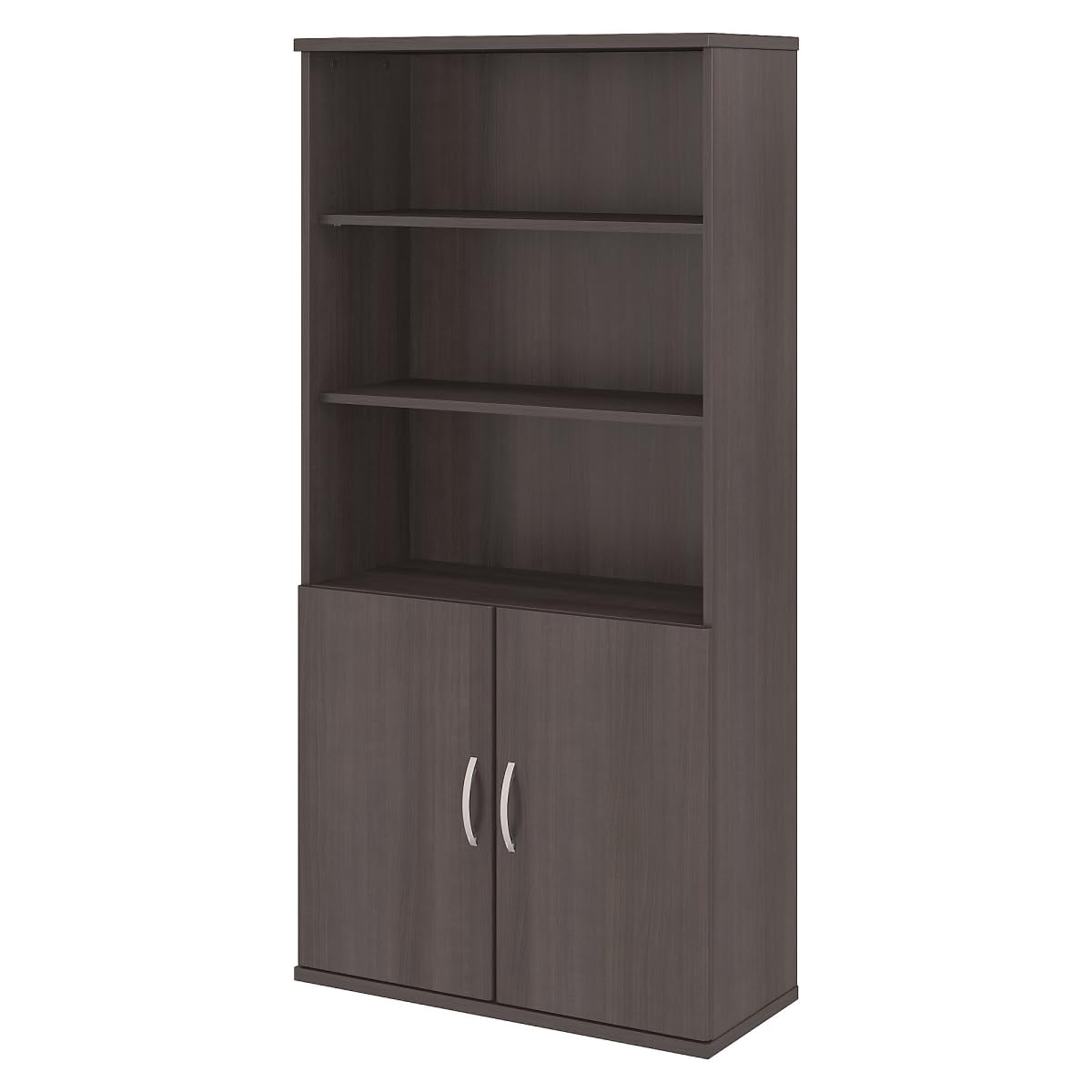 Bush Business FurnitureStudio C Tall 5 Shelf Bookcase with Doors in Storm Gray, Large Bookshelf Cabinet for Home or Professional Office
