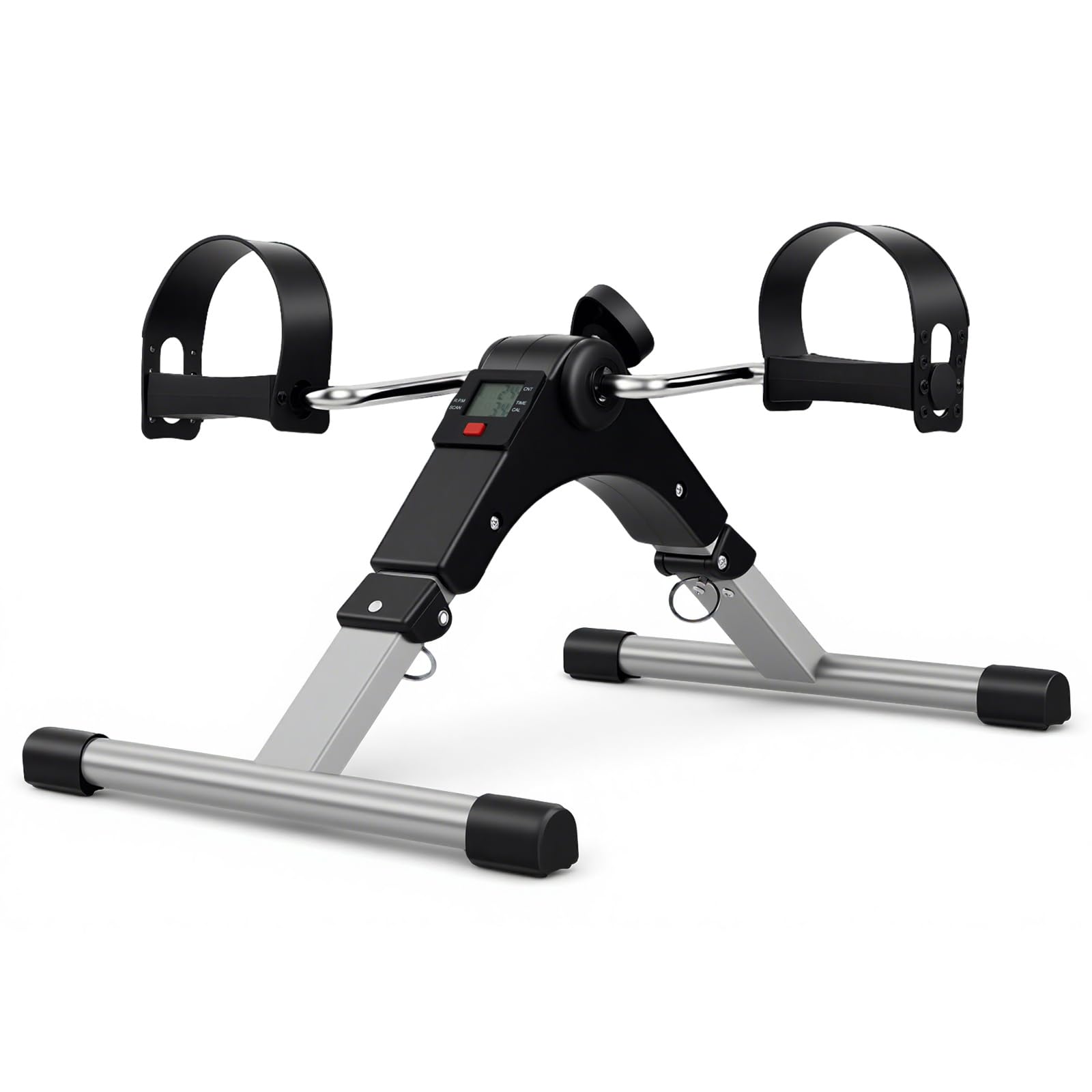 portable mini pedal exerciser for arms and legs, under desk exercise cycle with lcd display, adjustable resistance, home and office fitness equipment
