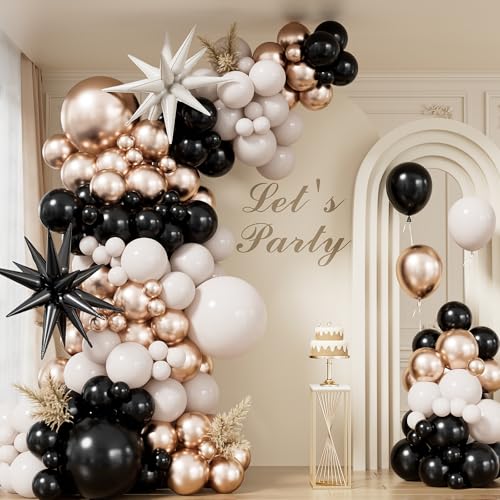Adeyoo Black and Gold Balloon Arch Garland Kit