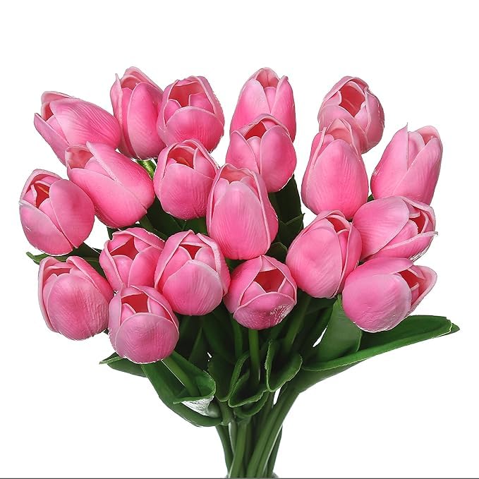 Image of CosaCentrum Beautiful Decorative Artificial Tulip Flower Bunches for Home decor (Pink, Pack of 9)