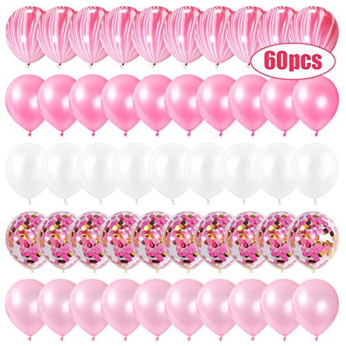 Palloncini Rosa, Palloncini Compleanno，Palloncini Battesimo Bambino, Palloncini con Coriandoli per Decorazione Compleanno Ragazza, Doccia Bambina, Matrimonio, Decorazioni Compleanno Rosa