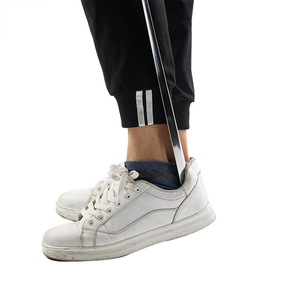 HMTE Calzador de Zapato de Mango Largo de 41 CM, Calzador de Metal de Acero Inoxidable para Hombre, Mujeres Embarazadas, Ancianos, Pacientes lumbares (A 41 CM/16,14 Pulgadas)