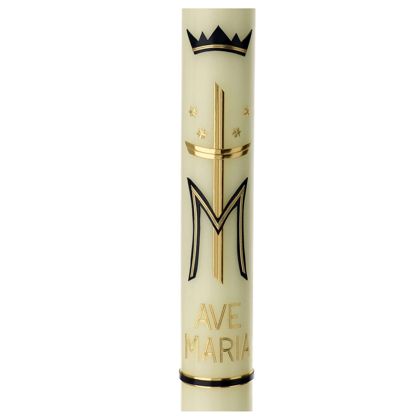 Marian Candle, Blue and Golden Monogram, 600x60 mm
