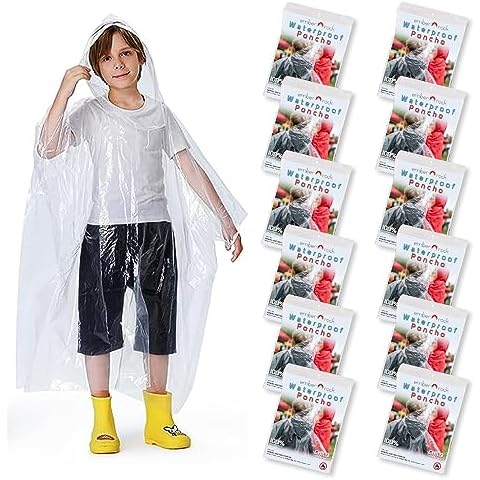 12 Pack Kids Waterproof Rain Ponchos Cover
