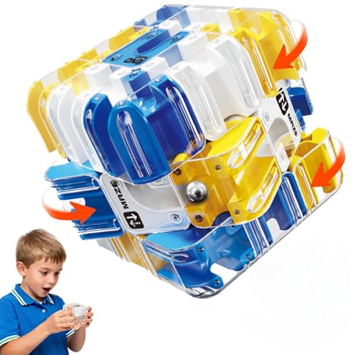 Large Labyrinth 3D Maze Cube- Stress Relief & Logic Development Intricate Brain Teaser Toy for Kids & Family | Perfect for Family Game Night (Blue)
