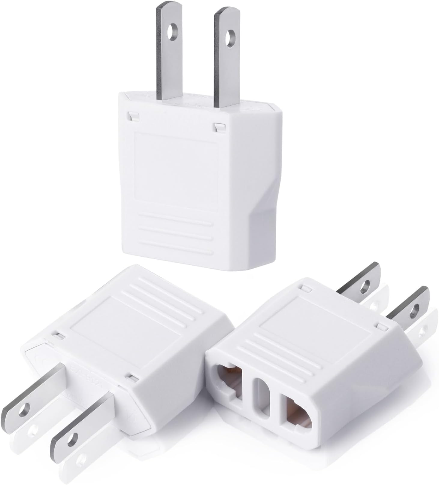 Bates 3 Pack EU to US Plug Adapter - European to American Plug Adapter