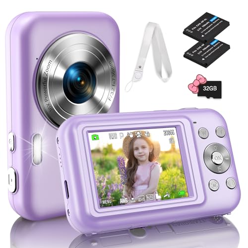 Bofypoo デジタルカメラ デジカメ Micro SDカード付属 首掛けストラップ付き 4400万画素 HD1080P録画 16倍ズーム 2.4インチIPSスクリーン ビデオ録画 ウェブカメラ 多機能カメラ 使いやすい 軽量 小型 こどもの日 (パープ