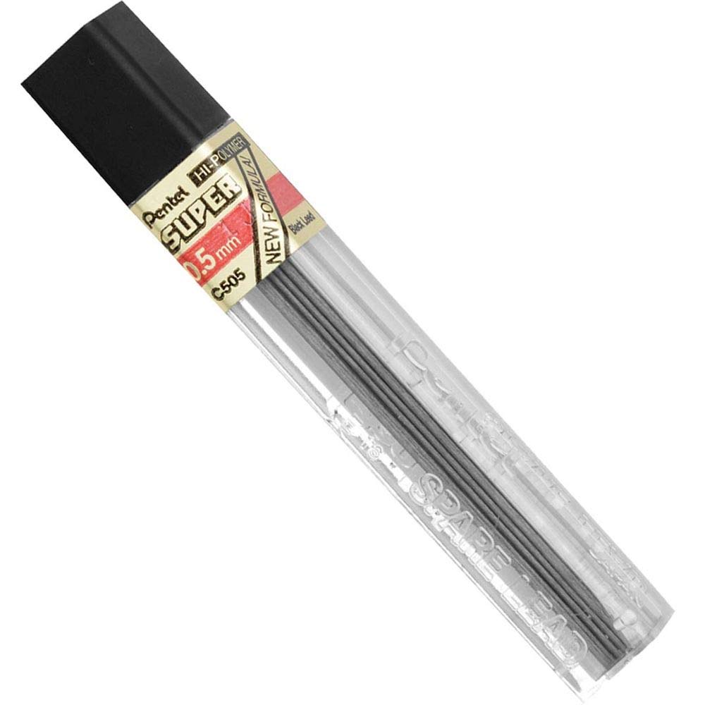 Pentel Super Hi-Polymer - Ricarica Mine Per Matite Meccaniche 0,5 Mm, Durezza 4H, Confezione Da 12 Tubi, Mine In Polimero Giapponesi - 5