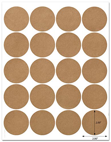Textured Brown Kraft 2 Inch Diameter Circle Labels With Template And Printing Instructions, 5 Sheets, 100 Labels (Jrbk20) #TOP4