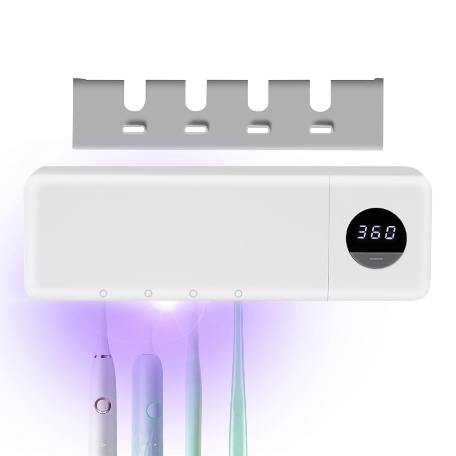 Porte-brosse à dents UVC mural pour une salle de bain familiale propre