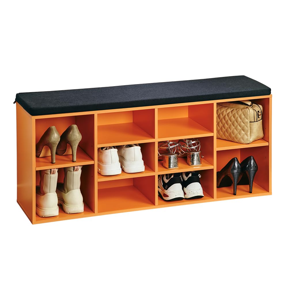 Kesper Scarpiera Con Cuscino - 103 Cm - Mobile Porta Scarpe In Rovere Sonoma E Bianco - 6 Scomparti E Seduta Imbottita - 4