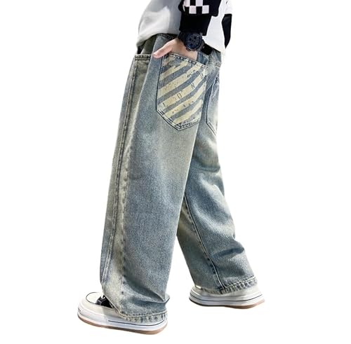 Baggy Jeans da ragazzo, pantaloni in denim, taglio dritto, pantaloni cargo per bambini, pantaloni dritti, jeans alla moda, streetwear denim, pantaloni da jogging a gamba larga, A01 blu, 11-12 Anni Baggy Jeans da ragazzo, pantaloni in denim, taglio dritto, pantaloni cargo per bambini, pantaloni dritti, jeans alla moda, streetwear denim, pantaloni da jogging a gamba larga, A01 blu, 11-12 Anni