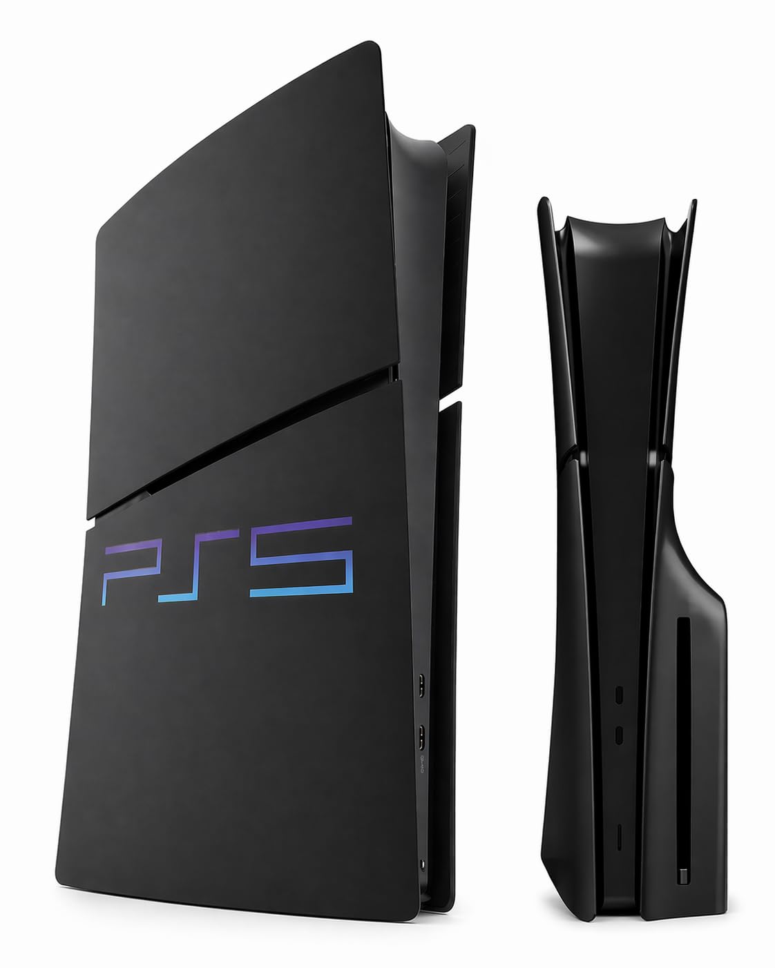 Piastra frontale per PS5 Slim Side Shell Plate PlayStation 5 Disc Edition, custodia di ricambio accessorio di ricambio, piastra nera, antigraffio, protezione antipolvere (Retro Slim Disc Edition)