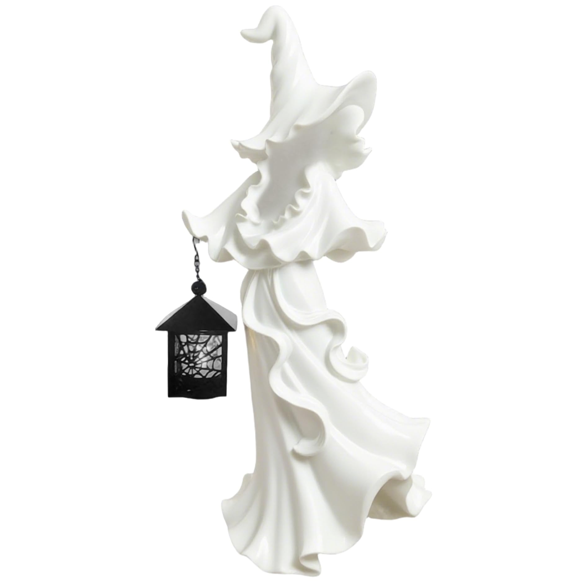 Sorcière d'Halloween figurine en résine avec lanterne idée cadeau pour intérieur