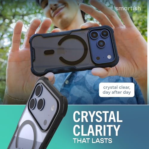 Image of Smartish iPhone 17 Pro MagSafe Case - Gripzilla Protective Magnetic Case for Men [Rugged + Tough] Military Grade Heavy Duty Grip Armor - Drop Tested for Apple iPhone 17 Pro - Clearly Black