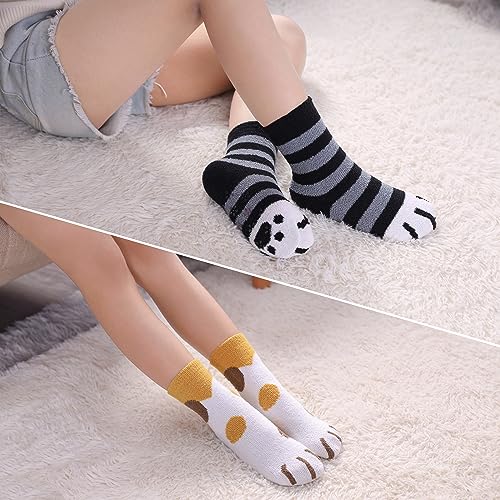 LINEMIN Kids Fuzzy Socks Boys Girls with Grips Non Slip Slipper Socks Cozy Fluffy Winter Warm Crew Socks 6 Pairs3