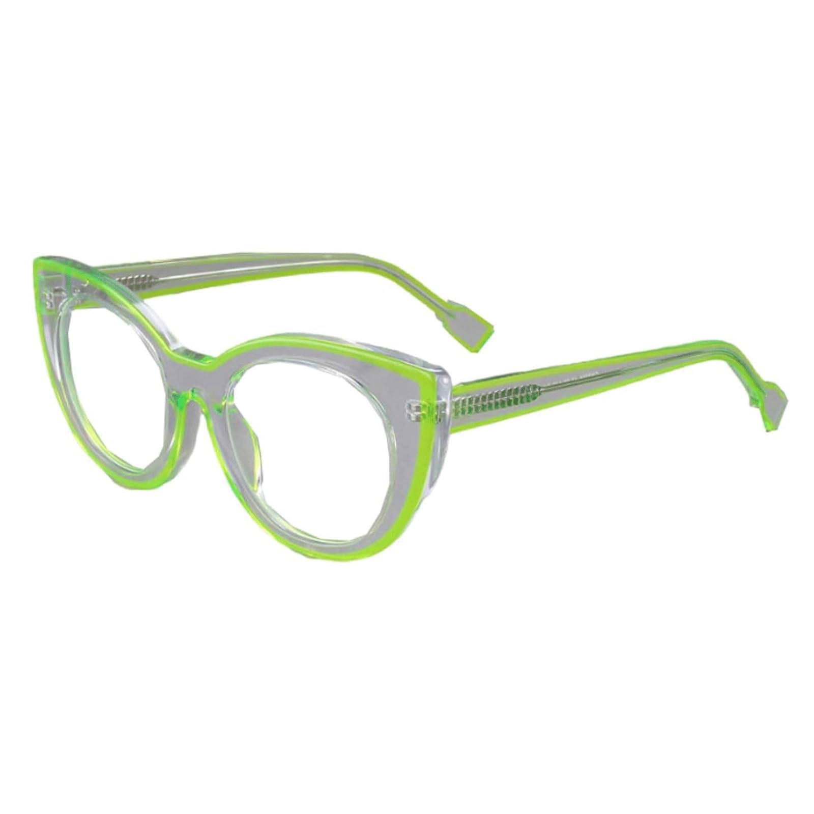 Rieort Gafas de Lectura Gafas de Montura Grande para Mujer, monturas de Gafas de Ojo de Gato, Lentes Transparentes, Montura de Gafas antiluz Azul, Montura de Gafas de Acetato Elegante