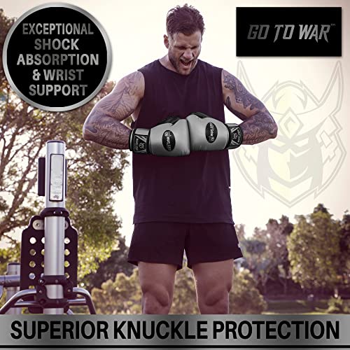 Warlord Kanabo Superior Boxing Gloves Men, Muay Thai Gloves, Mma Gloves, Kickboxing Gloves, Punching Bag Gloves, Boxing Bag, Heavy Bag Gloves, Boxing Equipment, Pre Workout Sets (Silver, 16 Oz) #TOP3