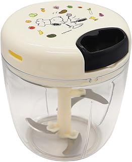 K&A スヌーピー ぶんぶんチョッパー 900 強化版 みじん切り器 ふたも洗える 5枚刃 PEANUTS BBC-SN09 (01.Chef(ホワイト/黒)【トライタン】)