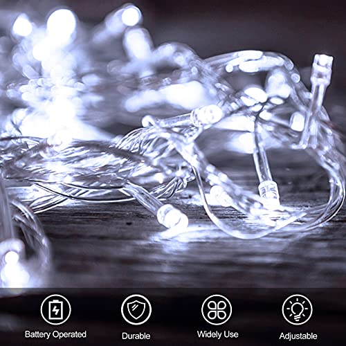 Echosari Outdoor Led Fairy String Lights, Battery Operated 100 Led Garden Lights With Remote Dimmable, Timer, 8 Modes For Outdoor Indoor Backyard Room Decoration (Cool White) #TOP4