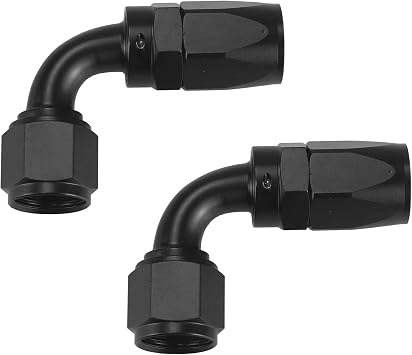 Ucreative 2PCS 6AN 90 Degree Swivel Hose End Fitting for Braided CPE Fuel Hose Black