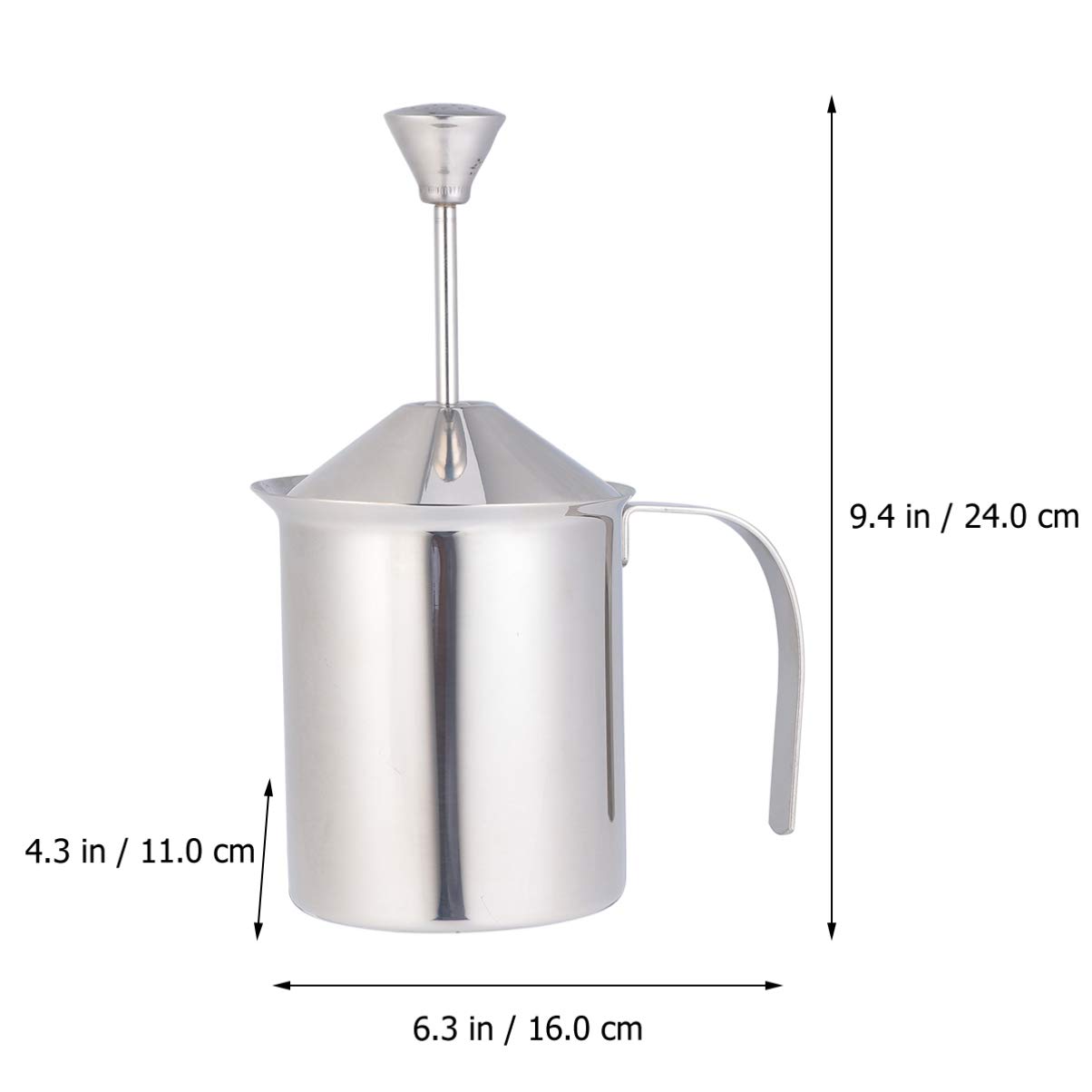 Luxshiny 800cc Espumador de Leche Manual de Acero Inoxidable Jarra para Espumar Leche Filtro de Doble Capa Utensilios para Café Casa