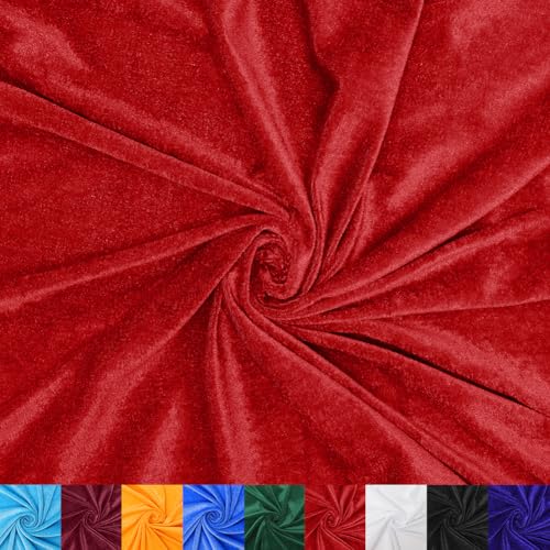 Yuraigm Tissu en velours écrasé au mètre - 2 m - Rouge - Vendu au mètre - Velours extensible brillant - 160 cm de large - Tissu à coudre - Tissu...