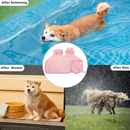 WUFANC Hundebademantel Super Saugfähig, Schnell Trocknend, Verstellbare Schrumpfbänder Gewährleistet einen Bequemen Sitz des Bademantel Hund, für Große, Mittlere und Kleine Hunde (XL)