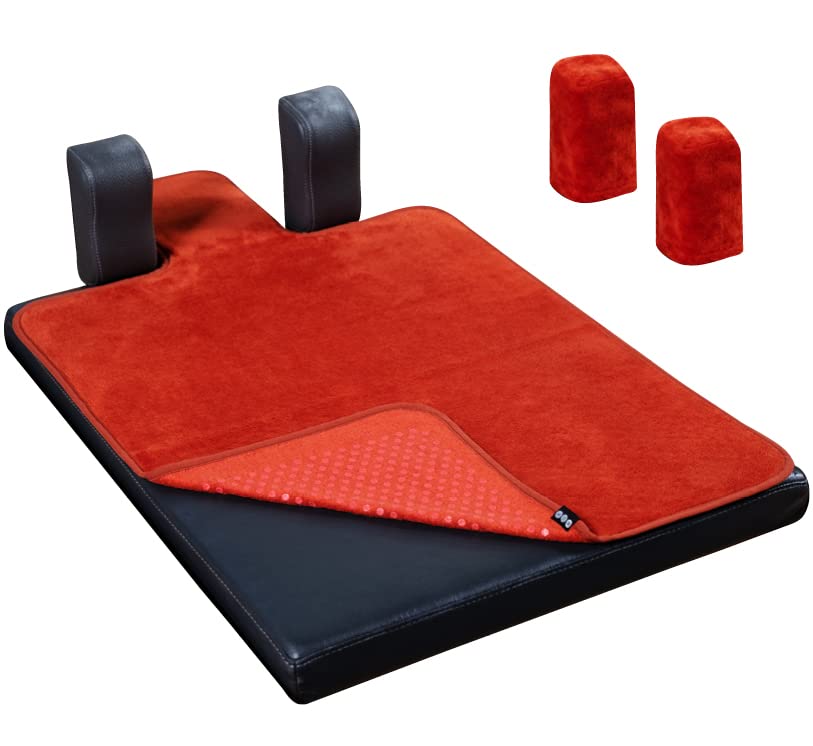 Pilates Reformer Non-Slip Mat Towel (Included 2 Pcs Shoulder Block Covers) (Brick RED)