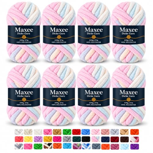 Maxee XXL Grobstrick Wolle 250g*8 für Decken & Kissen