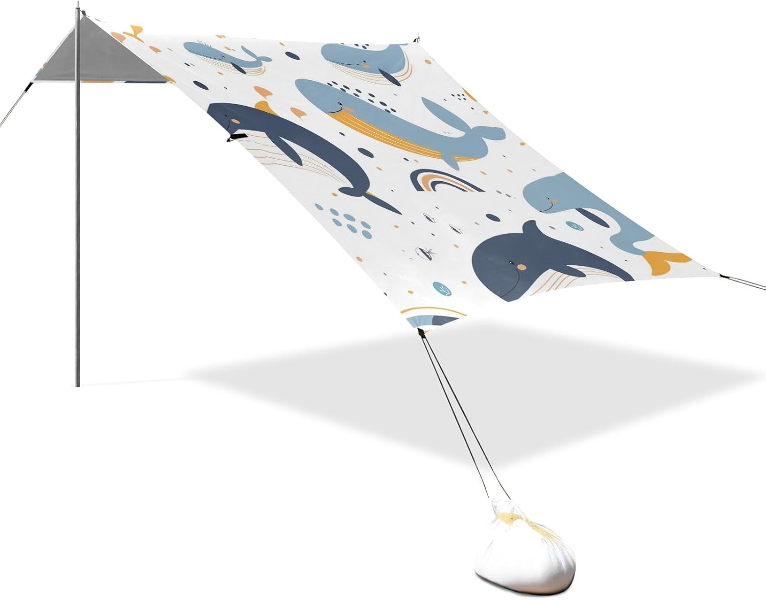 Whales and Rainbow Camping Sun Shelter, Beach Tent Portable Beach Sun Shade Outdoor Canopy for Camping Trips Fishing Picnic