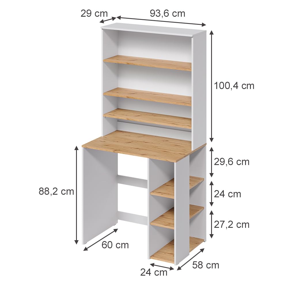 Vicco Meuble pour Lave-Linge Viktor, Blanc/Chêne Artisan, 93.6x88.2cm 2 pièces avec étagère